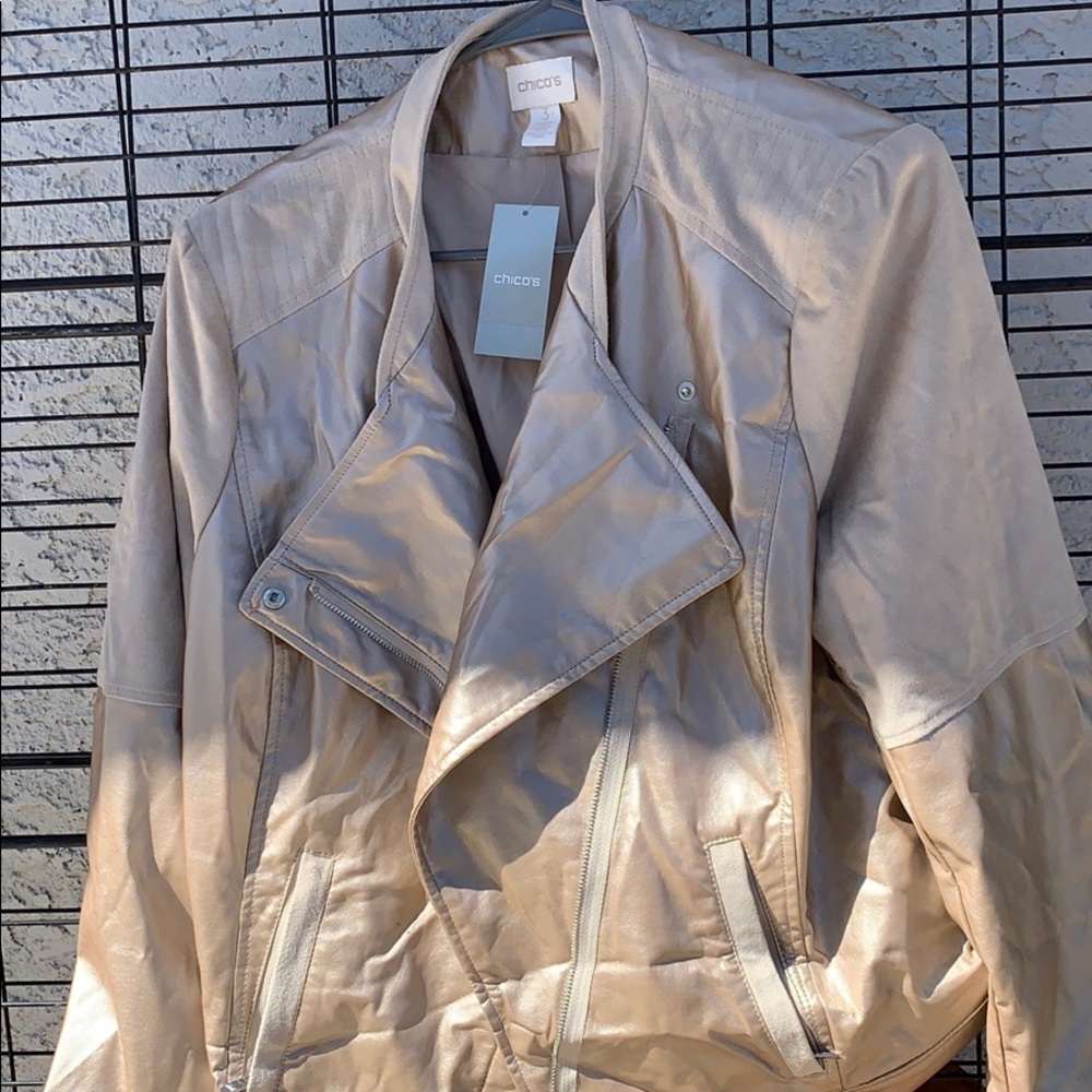 Chico’s Jacket - Champagne Faux Leather Size 3